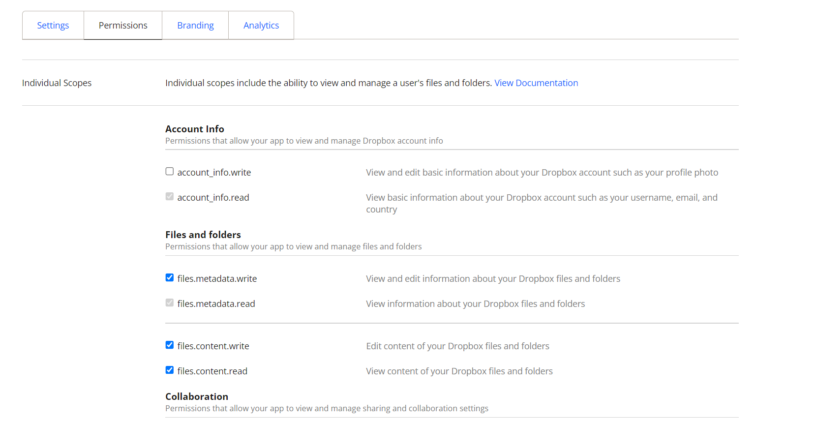 Dropbox Permissions