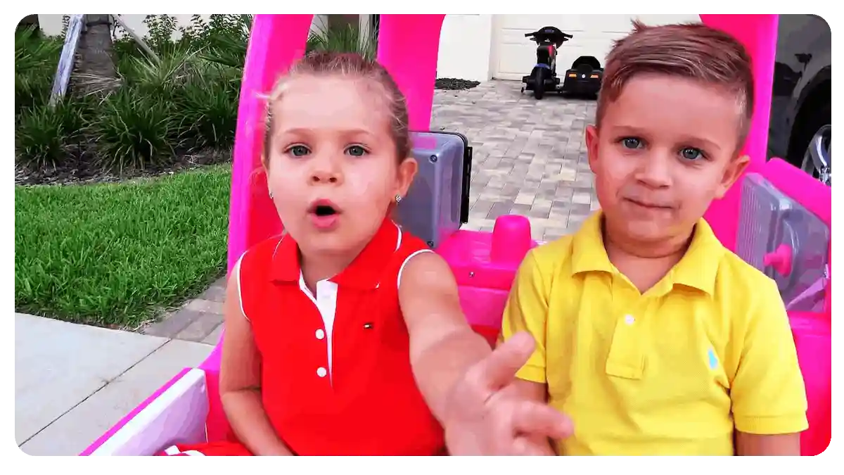 Diana and Roma in the video &quot;Diana and her Barbie car&quot;