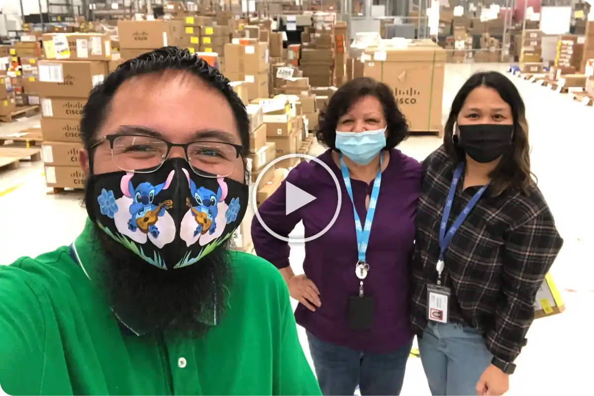 A cisco employee&#39;s &quot;Day in the life&quot; video in a warehouse