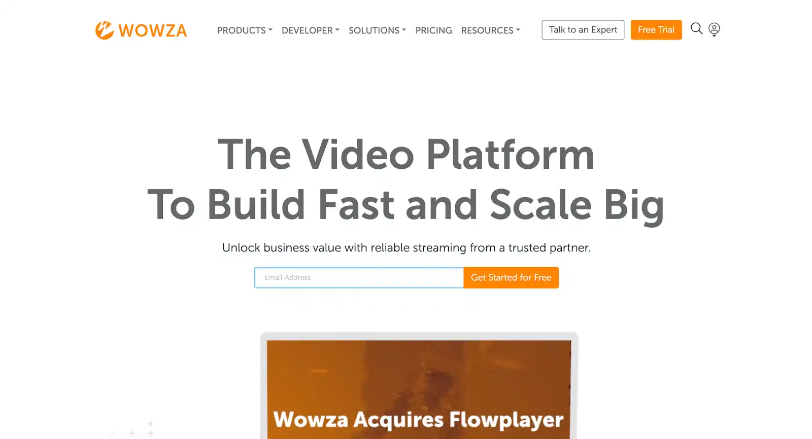 A screengrab of the Wowza platform